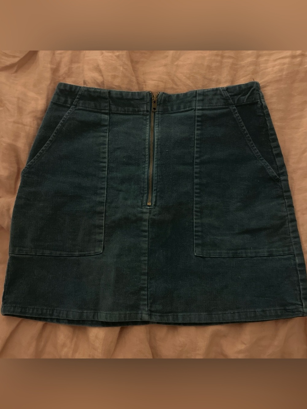 wild fable Teal Corduroy Mini Skirt with Front Zip